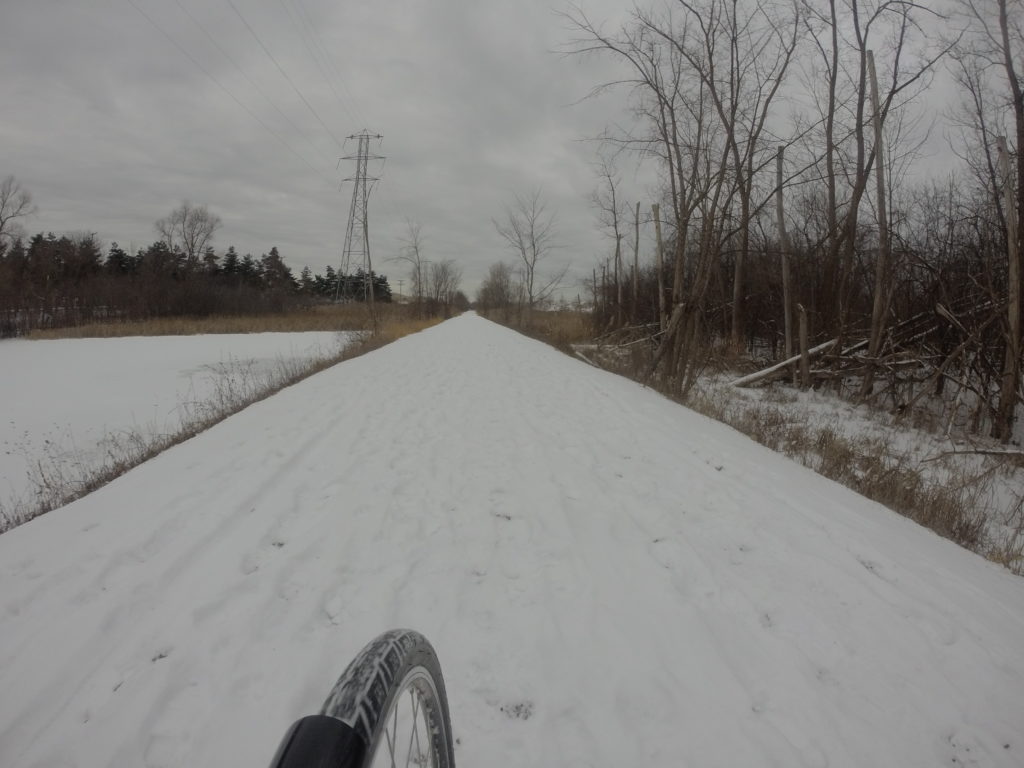 Biking in the winter in snowy conditions